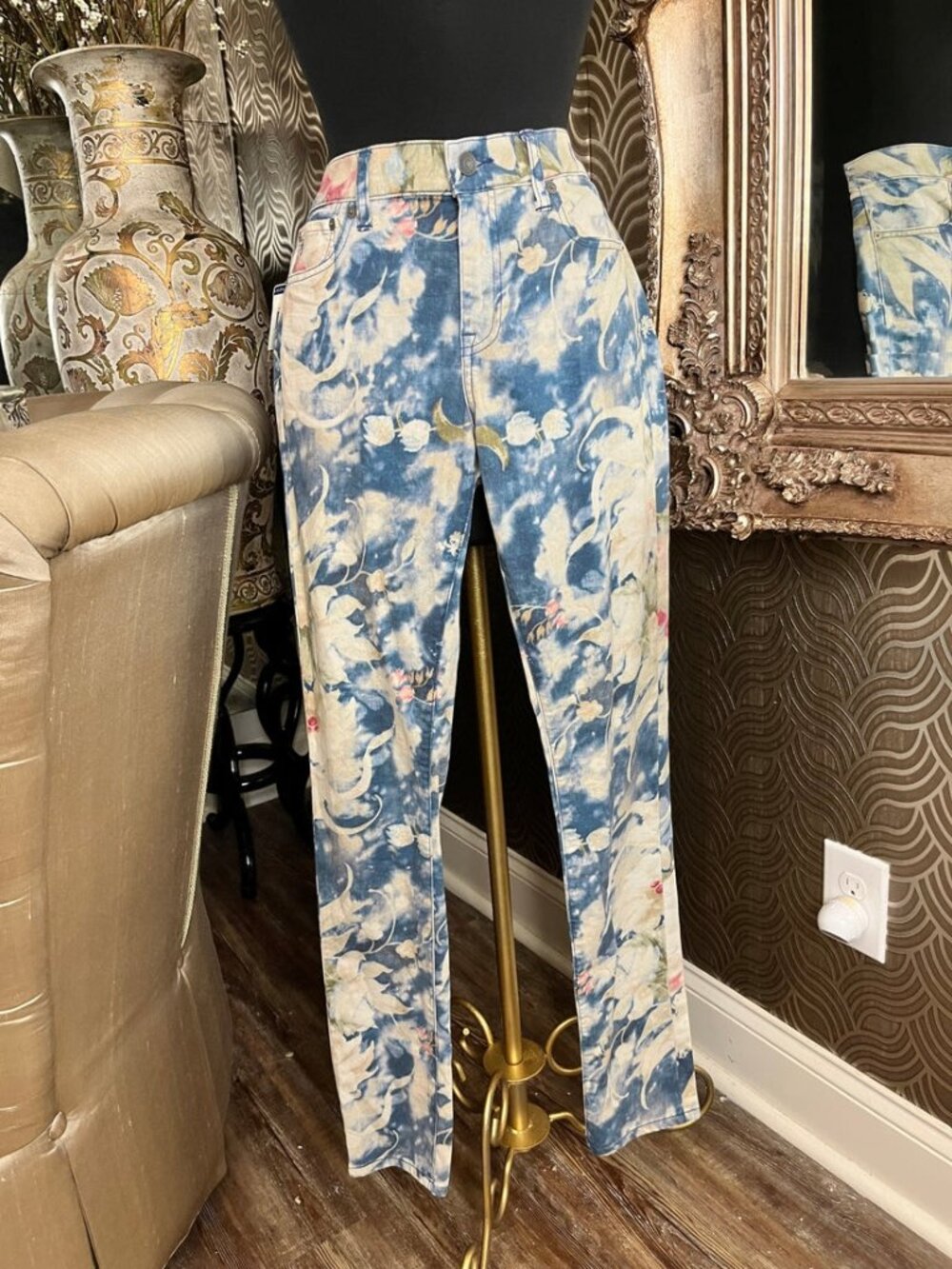 Polo Ralph Lauren floral print  blue white botanical design jeans